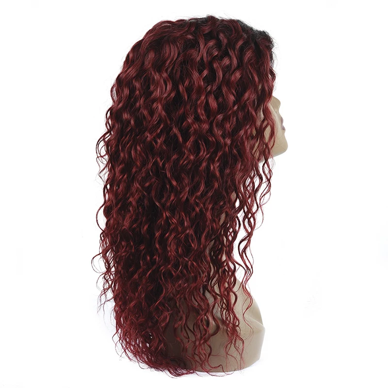 Pinshair T1B/99J волнистые Синтетические волосы на кружеве человеческих волос парики для чернокожих Для женщин темно-бордовый Preuvian Синтетические волосы на кружеве парик Ombre Человеческие волосы предварительно