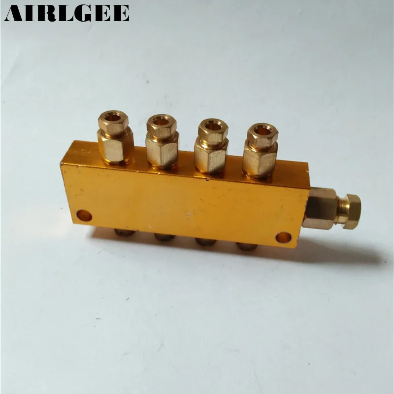 Pneumatic 4 Ways Brass Adjustable Oil Distributor Manifold Block Valve
