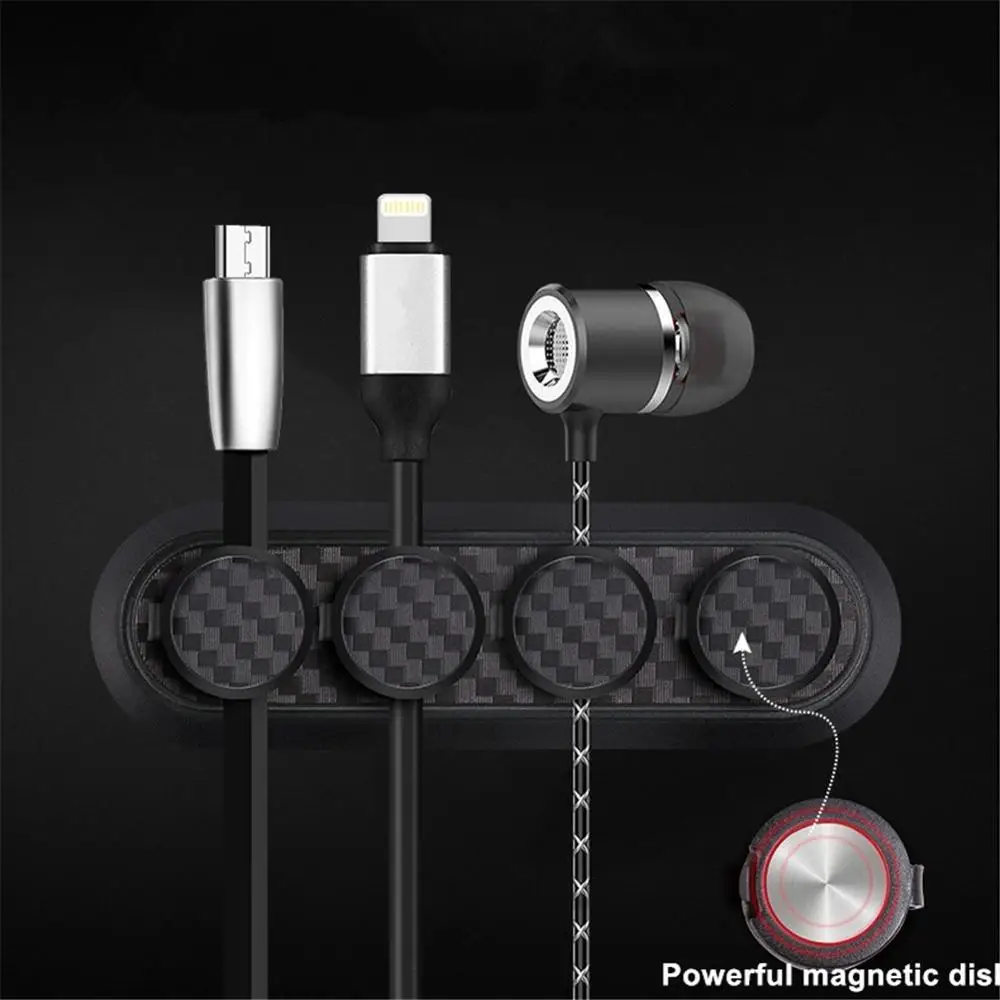 

Car Styling Cable Organizer Carbon Fiber Data Lines Storage Holder Clip Auto Interior Cable Clip Car Earphone Cable Organizer