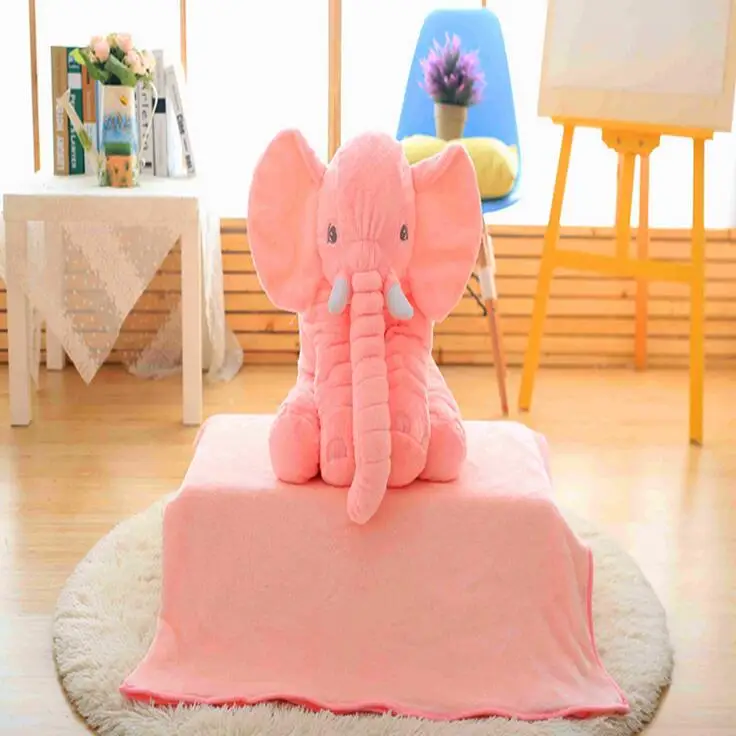 60 cm Lovely Plush Elephant Cushion + Blanket Cute Elephant Style Plush