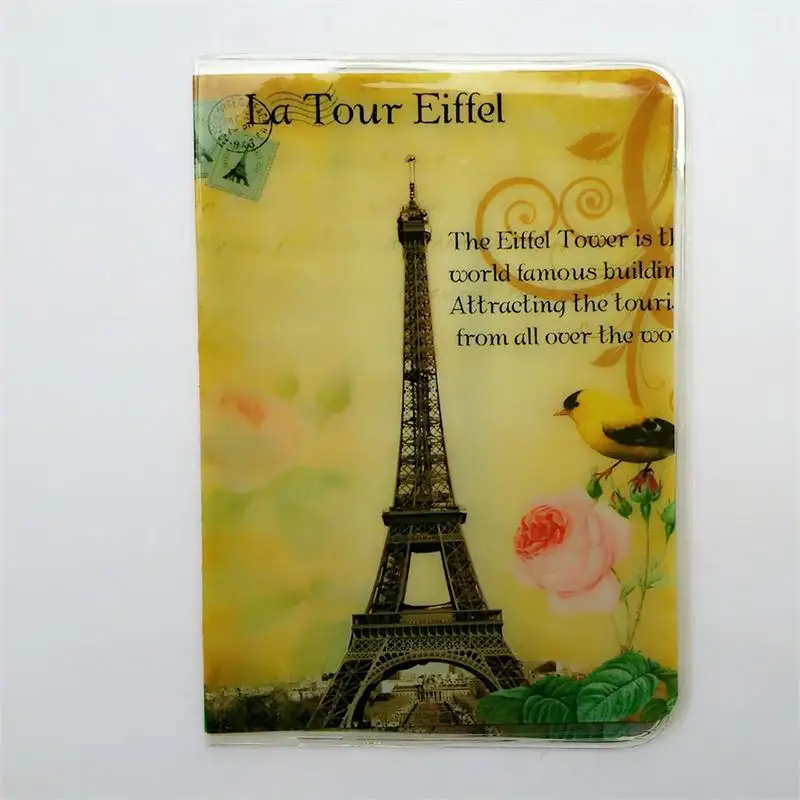 Обложка для паспорта для путешествий с изображением Эйфелевой башни, 3D сумка для карт, простой чехол для карт, ПВХ кожаный держатель для кредитных карт, визитница