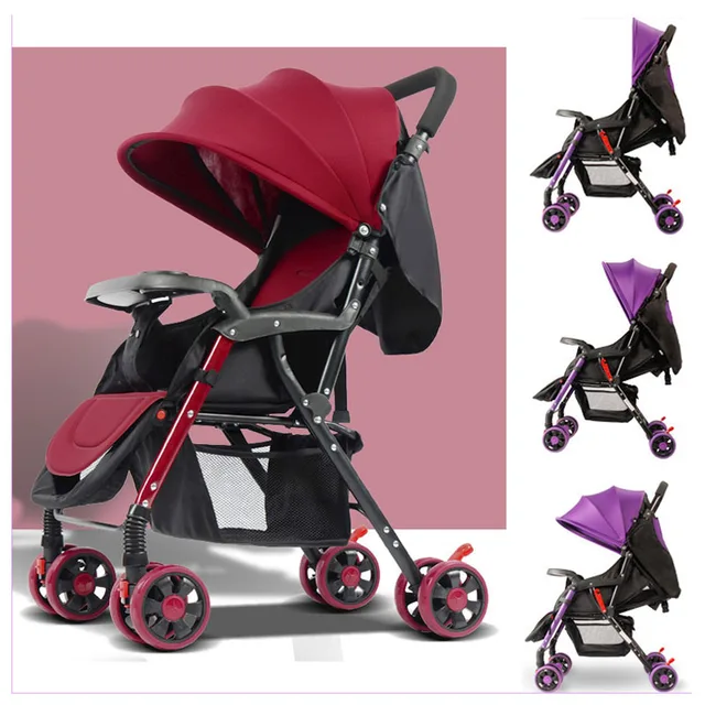 $US $78.37  Lightweight Baby Stroller 175 Degree Lying Baby Carriage Trolley with Dinner Plate Portable Baby Fo