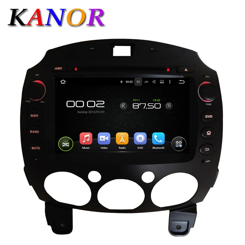  KANOR 8 Inch Android 5.11 Quad Core Car DVD Multimedia Player For Mazda 2 2009-2012 Autoradio 1024*600 Capacitive WIFI PC 