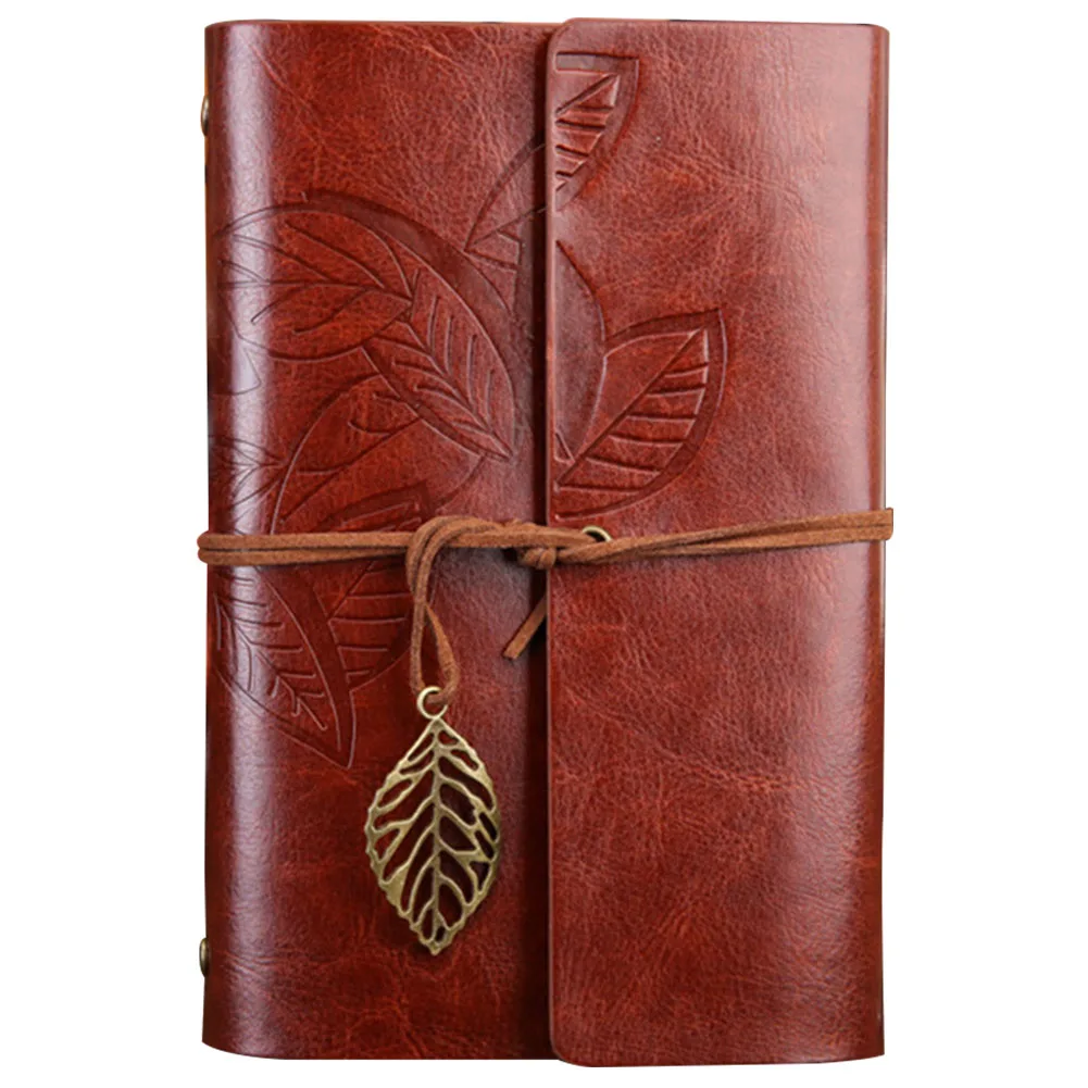 

Blank Paper Vintage Embossed Cover Smooth Writing Unlined Gift PU Leather Daily Notepad Stationery Journal Loose Leaf Diary Book