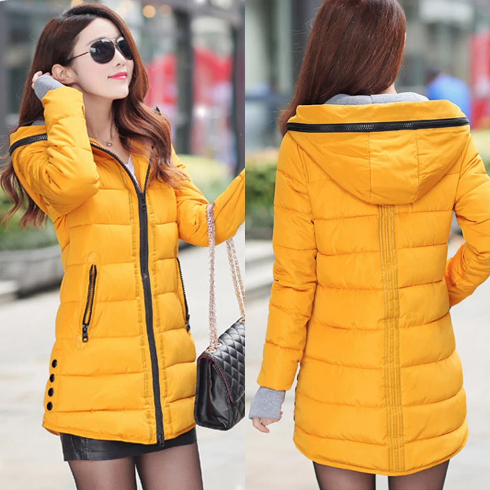 Winter Jacket Woman Coat 2018 Hot Long Hooded Parka Slim Elegant Outerwear Plus Size Candy Color Coats Winter Coat Women Parka