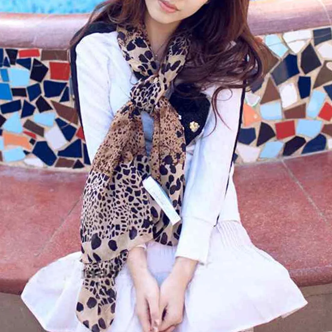 

Hot 1PC Square Scarf Leopard Hair Tie Band For Women Elegant Business Print Neck Silk Satin female Scarf