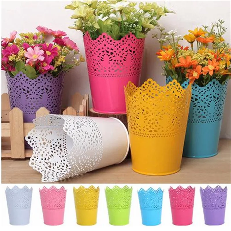 

Mini Hollow Storage Holder Crown Lace Flower Plant Pot Cosmetic Holder Decor Pen Makeup Brush Storage Organizer Desk Organizer