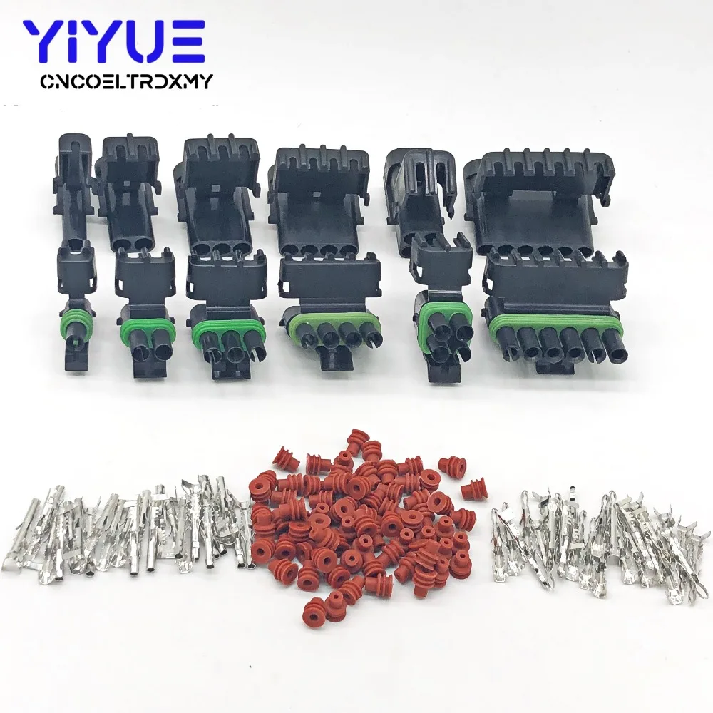 

1 set 1/2/3/4/6Pin Weather pack Weatherpack Electrical Wire 2.5 Connector Plug Sealed Wiring automobile Connectors Kit 18-14 GA