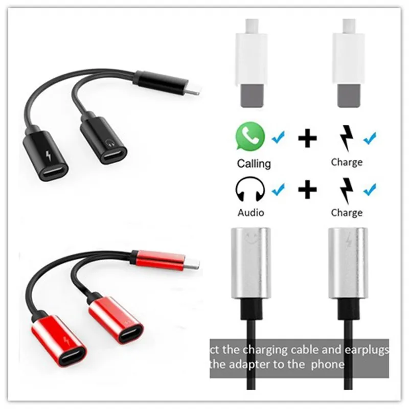 

2 in 1 Oortelefoon Opladen Converter for iPhone X/8/8 Plus/7/7 Plus for iOS telefoon Dual jack Audio Adapter Hoofdtelefoon Split