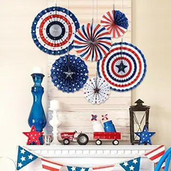 

American Independence Day String Flags Banner Paper Fan Party Decoration 4 July Diy Decoration Wall Deco Colorful Paperboard