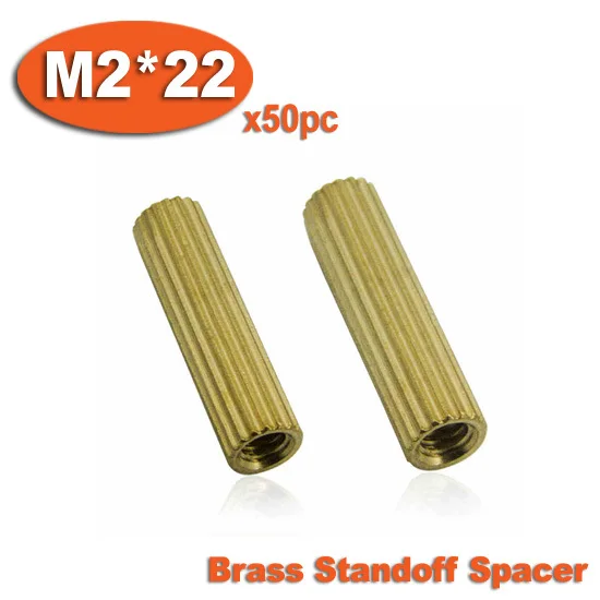 

50pcs M2 x 22mm Brass Cylinder Shaped Female Thread Nuts Standoff Spacer Pillars