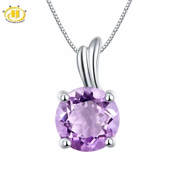 

Hutang 1.8ct Natural Amethyst Pendant Gemstone 925 Sterling Silver Wing Necklace for Women's Gift Fine Elegant Jewelry 18" chain