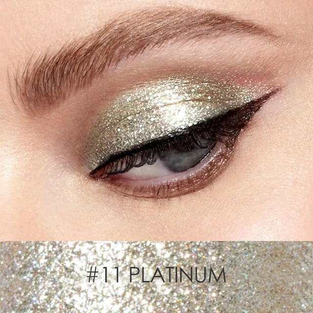 FOCALLURE 14 Colors Liquid Pigment Eyeshadow Ocean Light Waterproof Glitter Shimmer Highlighter Brighten Makeup Liquid Eyeshadow 11 PLATINUM