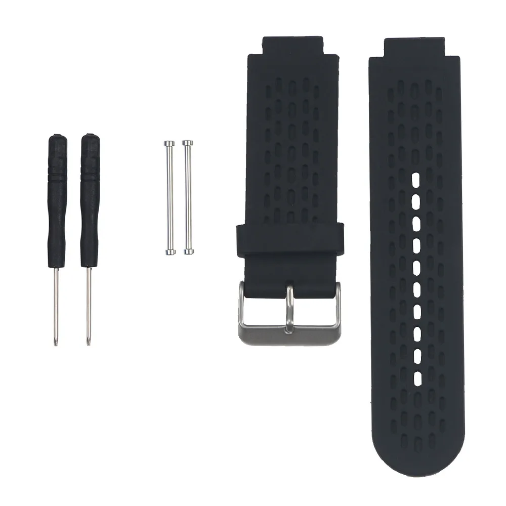 WatchBands 23mm Soft Silicone Replacement Watch Band +Lugs Adapters For