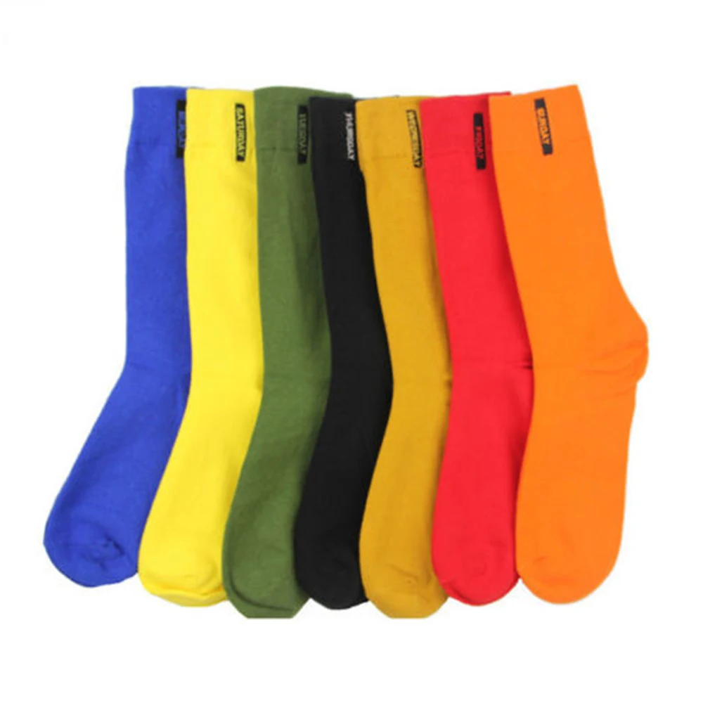 1 Pair Fashion Mens Cotton Socks Solid Color British Style Business Casual Weekly Socks One Size