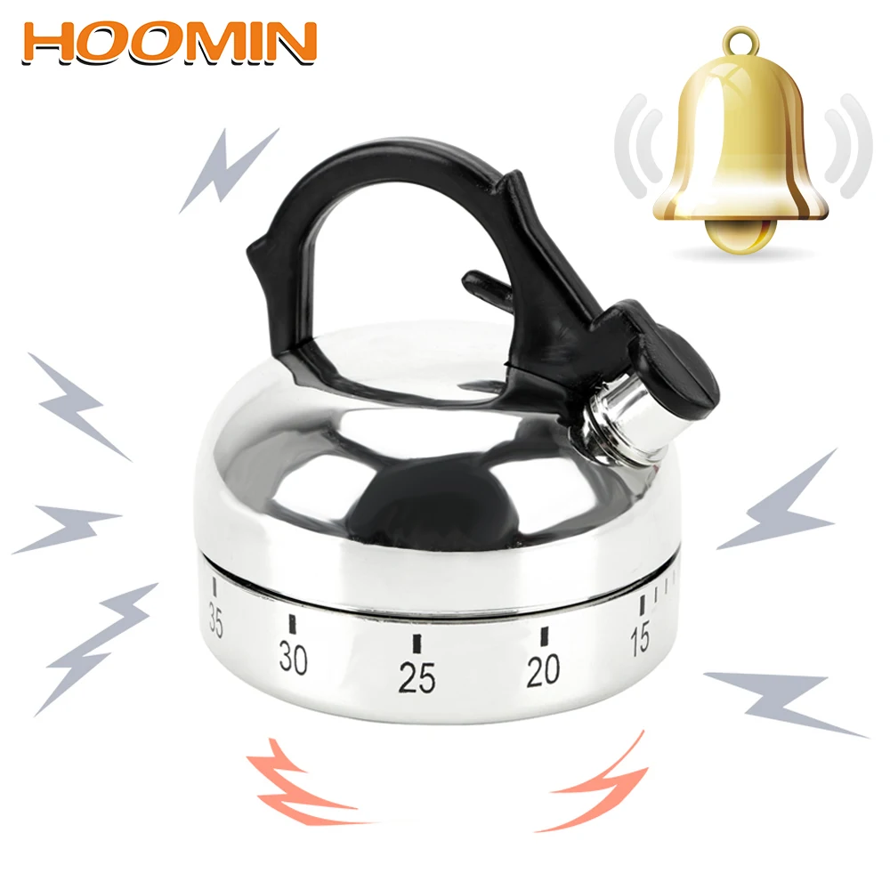 

HOOMIN 60 Minutes Kitchen Timer Mechanical Timer Countdown Alarm Reminder Kettle Shape Cooking Reminders Kitchen Tools Gadgets