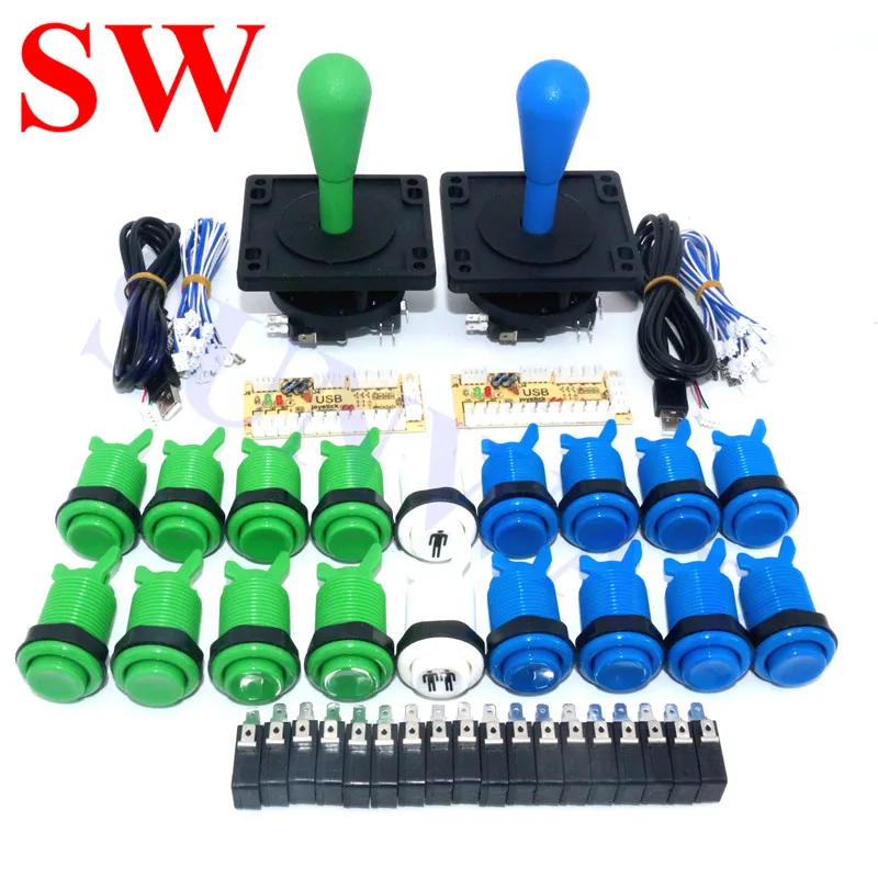 Jamma MAME 2Players DIY Kit for Happ style joystick with microswitch + 33mm American push button+USB Encoder+2Pin Wire Harness |