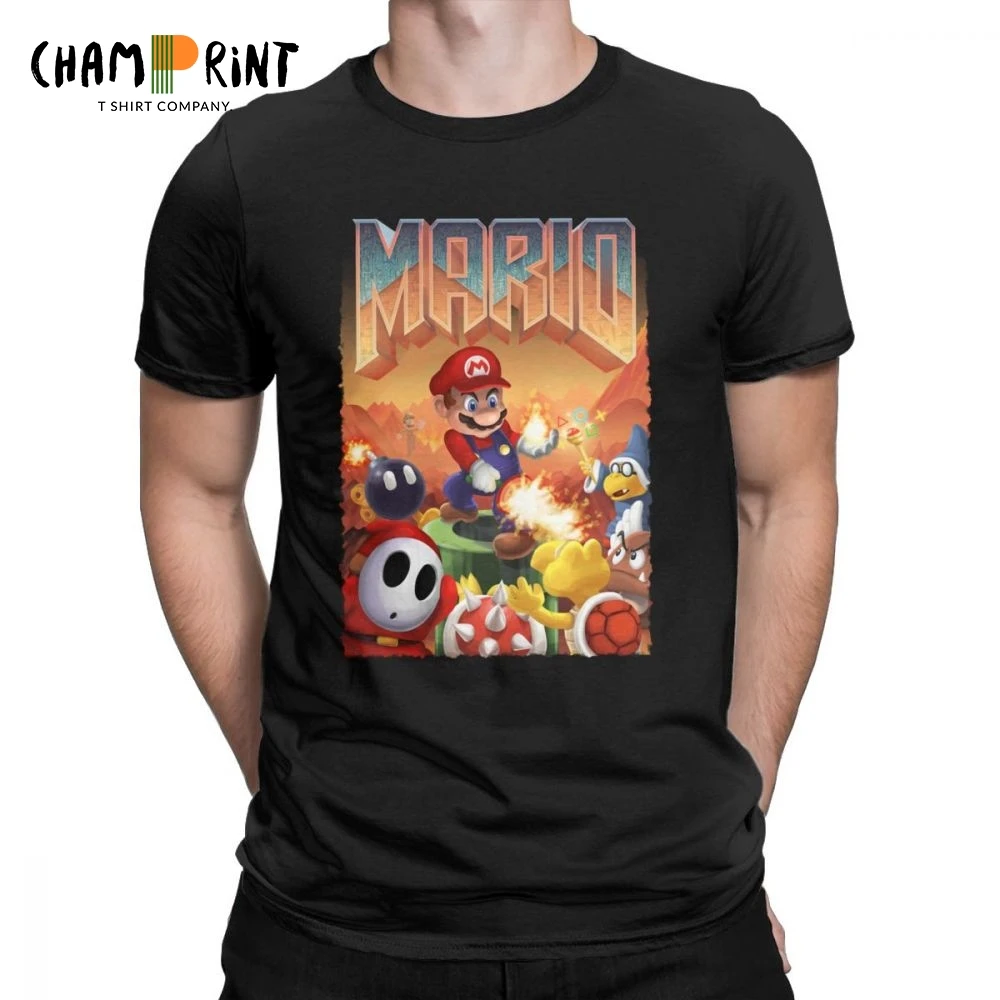 

Men Super Mario Doom T Shirts Pure Cotton Tops Fun Short Sleeve O Neck Tee Shirt Gift Idea T-Shirts