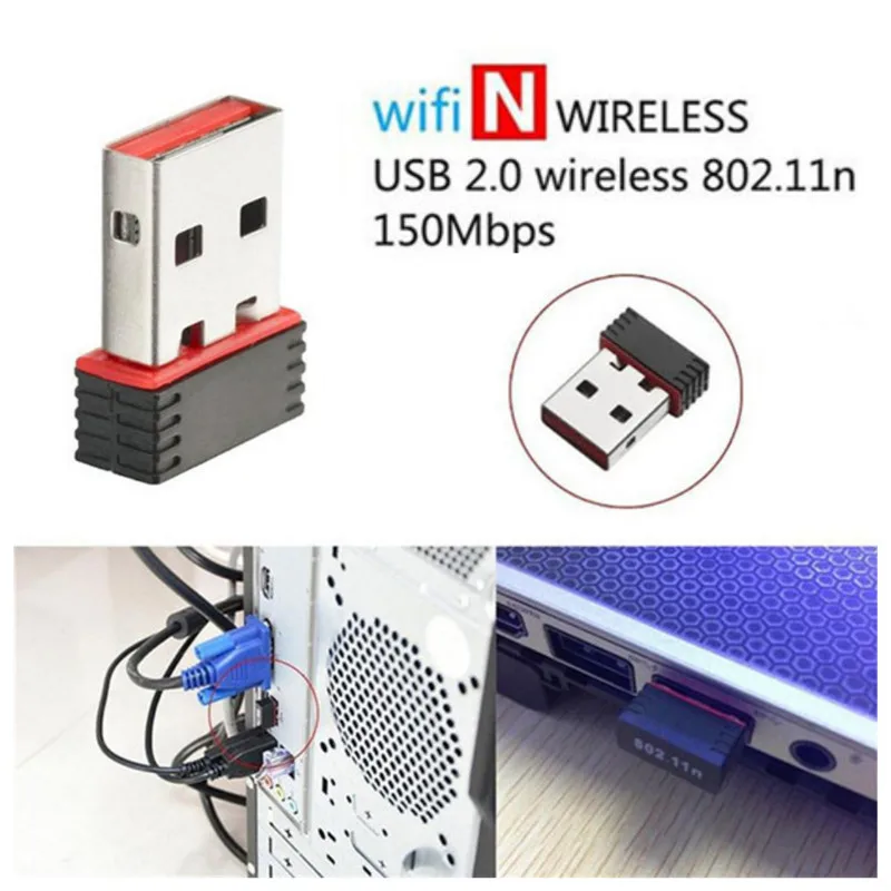 Мини USB 2 0 802.11n 150 Мбит/с Wifi сетевой адаптер для ПК Windows Linux поддерживает WEP 64/128 бит