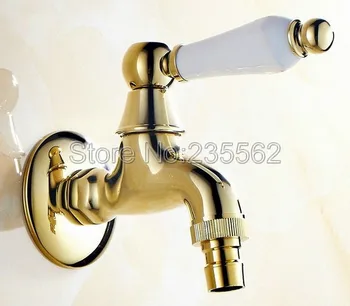

Polished Gold Brass wall mounted Washing machine tap faucet Garden Tap tav126