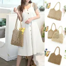 Женская винтажный Плетеный сумка на плечо, пляжная сумка-тоут, летняя дорожная соломенная сумка, Женская Популярная пляжная Повседневная сумка