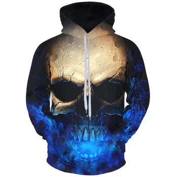 

Cloudstyle 3D Hoodies Winter Skull Printing Sportwear Casual Style Outwear Men's Pullover Fashion Sweatshirt With Hat Faith