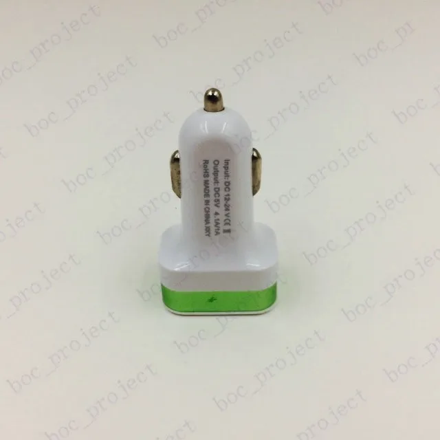 3 Port Aluminum bottom Dual Port USB Car Charger USB Adapter for iphone 6s 6 plus 5 5S Samsung s6 edge s5 s4 note 5 4 500pcs/lot