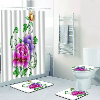

The Girl Bathroom Shower Curtain and Bath Mat Set 3D Dropshipping Carpet Toilet Toilet Seat Covers Doormat Rugs India Home Decor