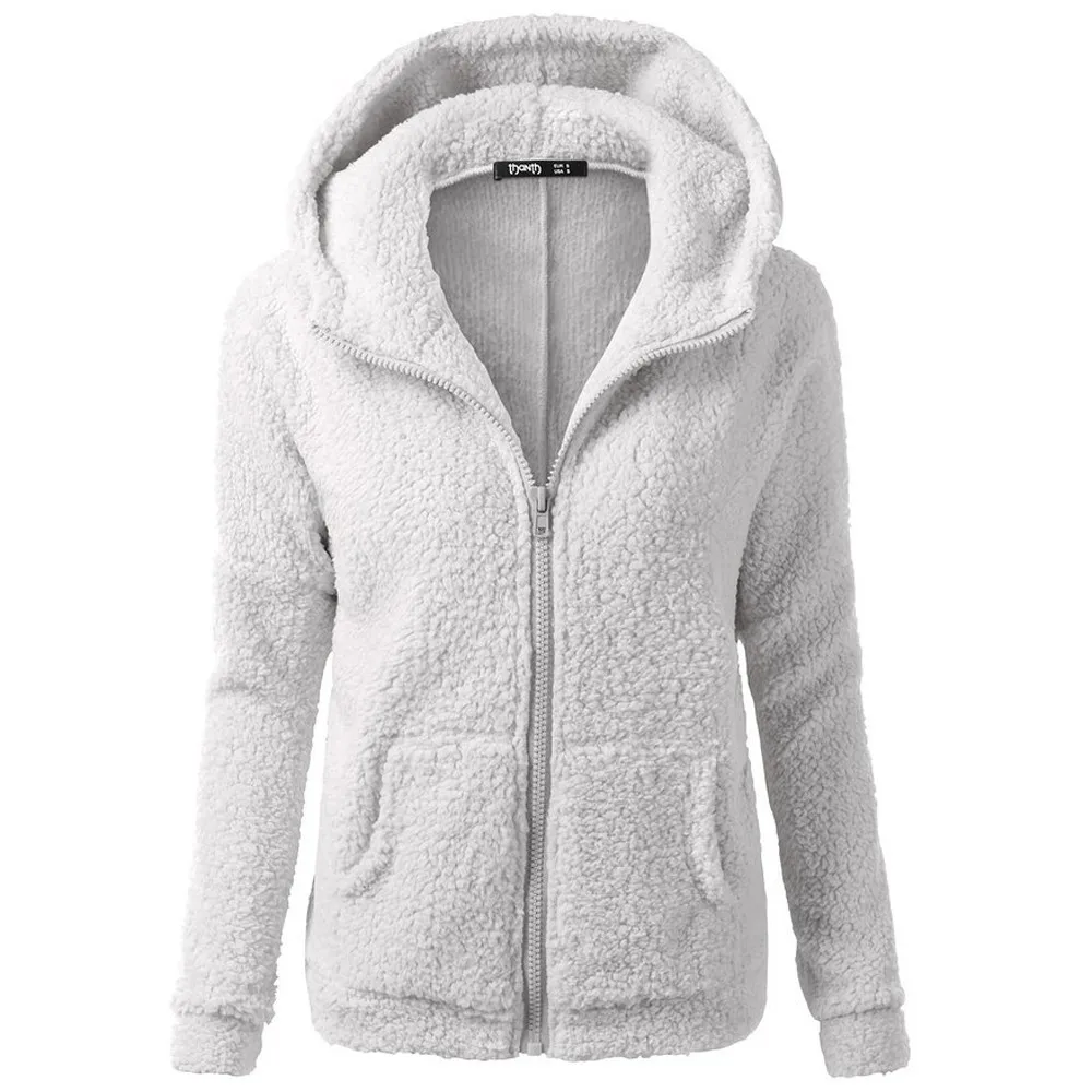 Women Hooded Teddy Coat Fleece Winter Warm Wool Zipper Thicker Coat Cotton zip-up Outwear oversized hoodie women Casual Coat new