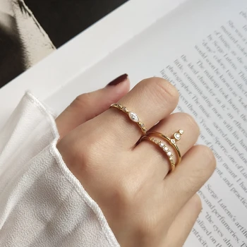 

2019 new 925 sterling silver zircon rings gold fashion temerament match forefinger adjustable rings for women zircon jewelry
