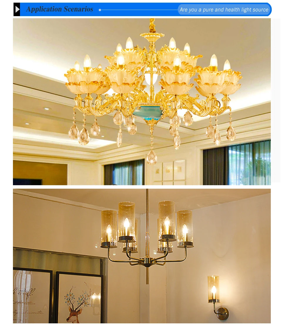LED Candle Bulb E14 E12 2W 4W 6W AC 220V 110V Retro Antique Glass Edison Lamp Vintage C35 Filament Light for Chandelier (2)
