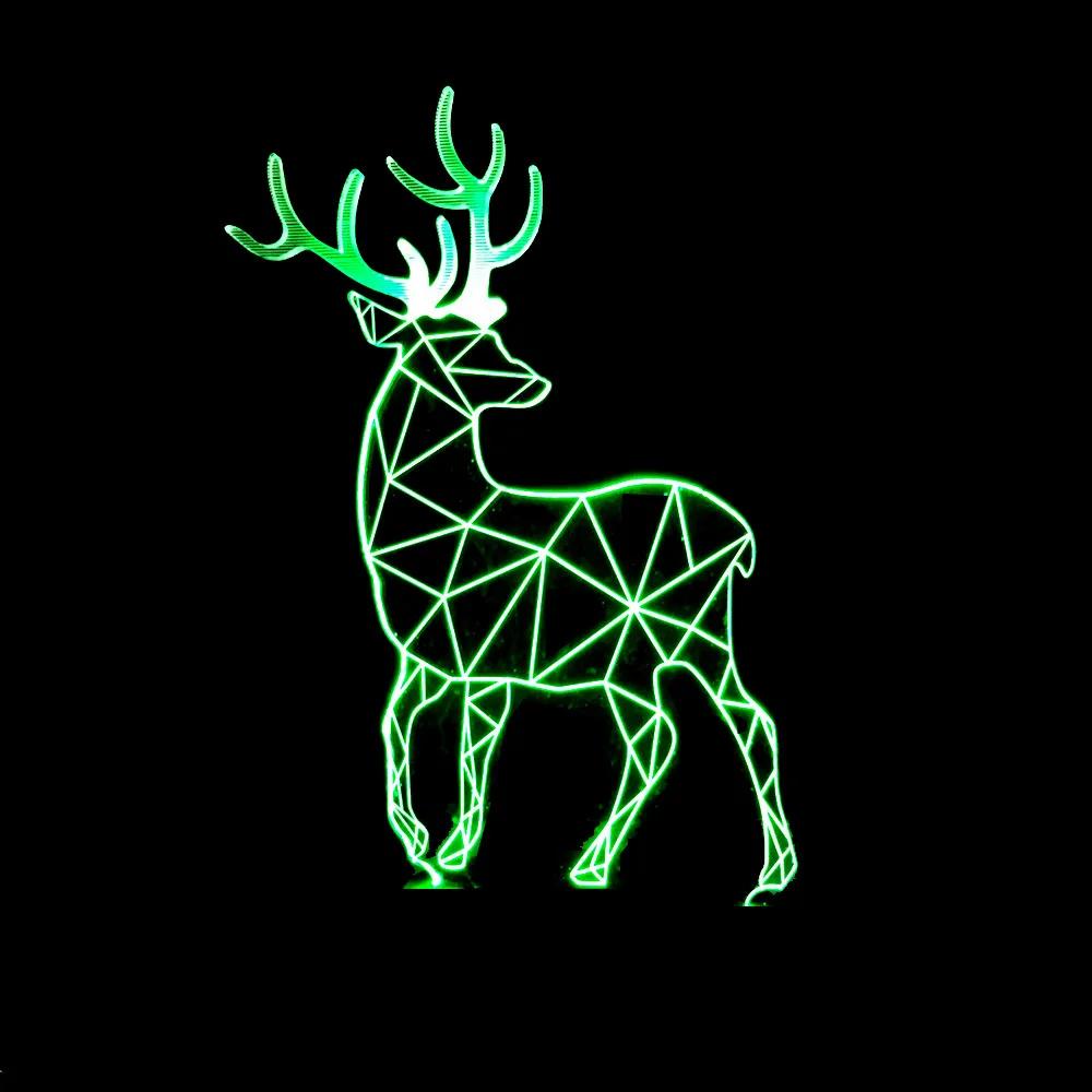 Рождественский подарок 7 цветов Изменение 3D лампа с голограммой USB акриловые фонари Рождественский олень украшение дома Новогодний Рождественский подарок