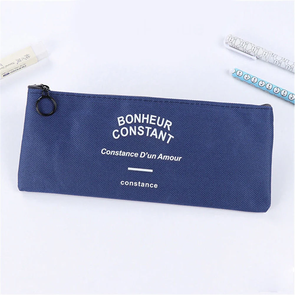 

Cosmetic Pouch Canvas Students Pencil Case Grid Organizer Simple Zipper Pen Bag Stationery Makeup Storage