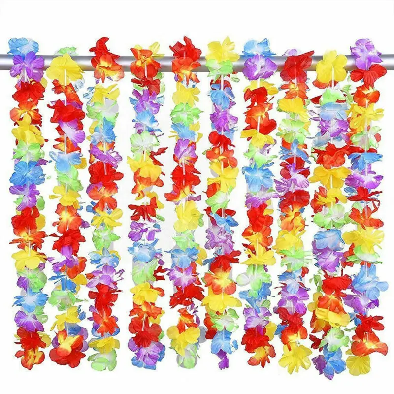 

1/10pcs Colorful Flower Garland Necklace Fancy Dress Party Hawaii Beach US Stock