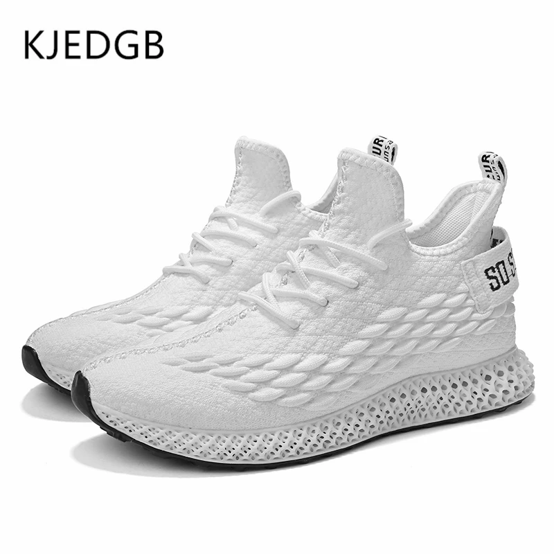 KJEDGB брендовые новые 4D мужские кроссовки весна лето высокое качество дышащая Flyknit дизайнерская мужская обувь повседневная взрослая Мужская теннисная обувь - Цвет: Белый