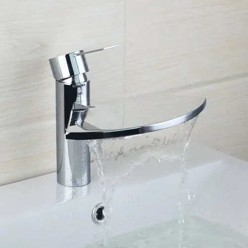 

High Quality Short Bathroom Waterfall Spout Deck Mount Single Handle/Hole 8252 Basin Sink Torneira Faucets,Mixer Taps