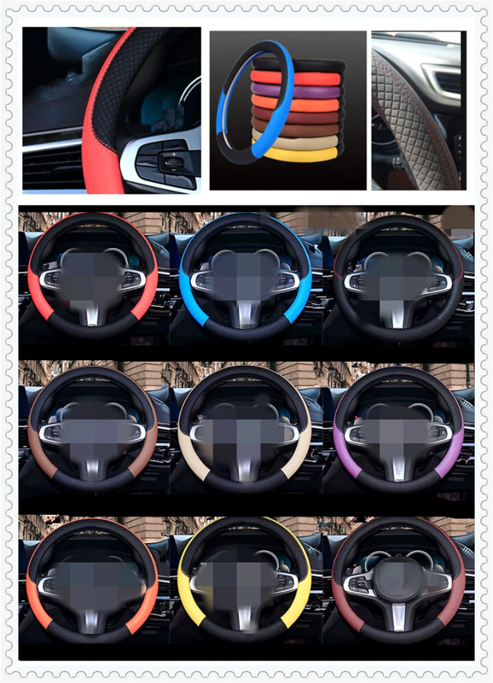 

Auto parts steering wheel cover 38 cm or 15 inches Leather weaving for Volvo S40 S60 S80 XC60 XC90 V40 V60 Any Cars