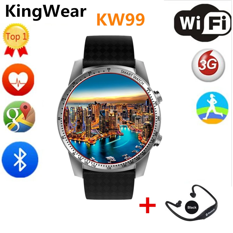 Kw99 Smart Watch Android 5.1 512 МБ + 8 ГБ сердечного ритма Мониторы Для мужчин наручные часы