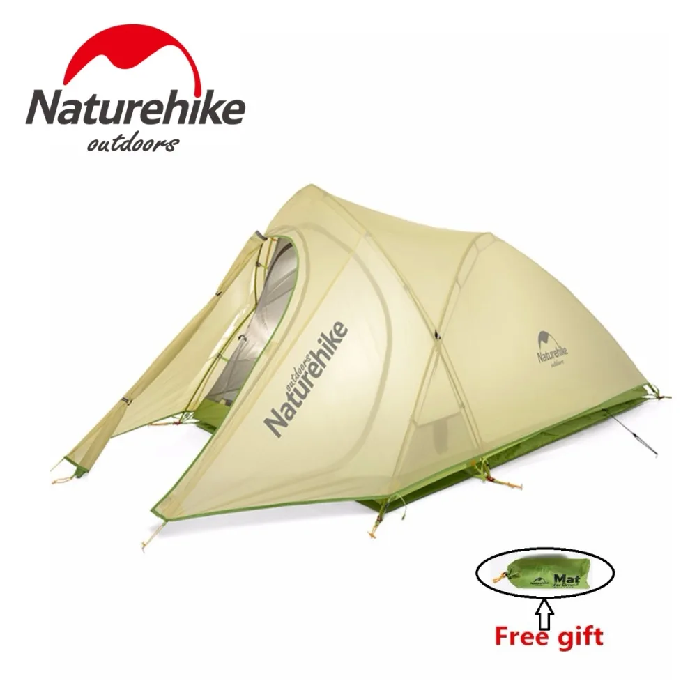

1.77KG Naturehike 2 Person Camping Tent 20D Silicone Fabric Double Layers Rainproof NH Outdoor Ultralight Camping Hiking Tent