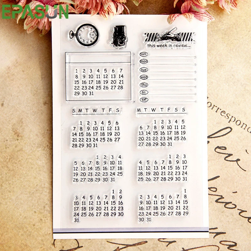 

Transparent Clear Stamp Sets Calendar Number Scrapbook 2019 for Backgrounds Scrapbooking DIY Kids Fun Card Making Decoration