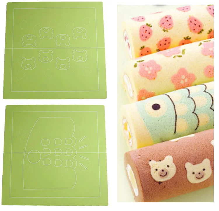 4 pc /pack Food Grade Japanese Style DIY Silicone Rubber Painting Silicon Lace Roll Cake Maker Pad Beautiful Painted Swiss Roll