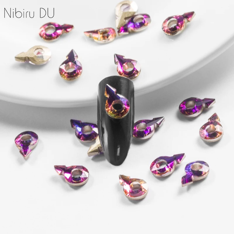 

16Pcs Nail Art Rhinestones Key Girls Shape Design Glass Flame Colorful Crystal Stones DIY 3D Nails Decoration