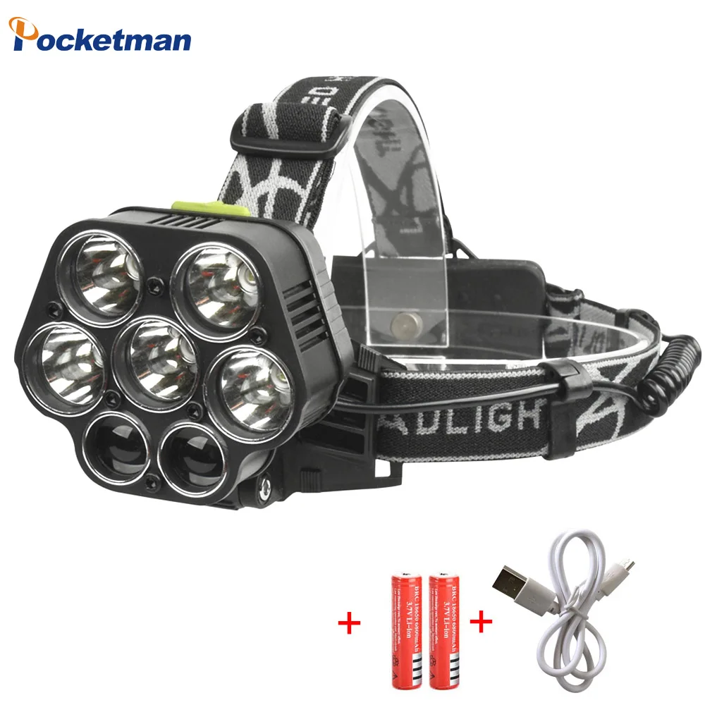 

42000LM Bright 6 Modes Waterproof 18650 xml t6 led headlamp 5 T6 LEDS USB Rechargeable Headlight Safety Lamp for Camping Fishing