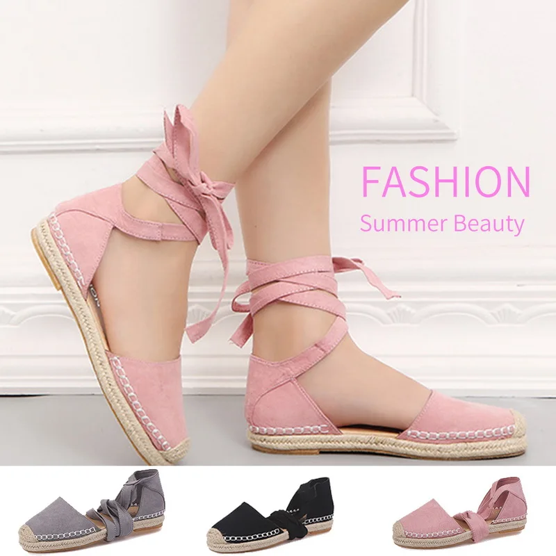 

Laamei Espadrilles Sandalias Women Sandals Cross-Strap Faux Suede Flat Sandals Fashion Woman Shoes Platform Low Heel Sandals