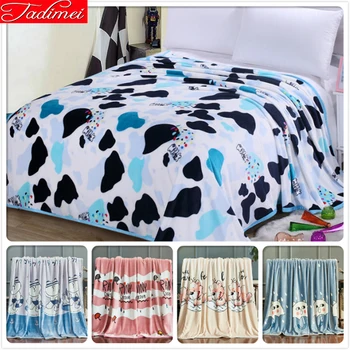 

Milk Cow Pattern Kids Adult Thick Blankets Soft Comfortable Bed Cover Sheet for Sofa Car 1.2m 1.5m 1.8m 2m 2.2m Bedspreads Plush