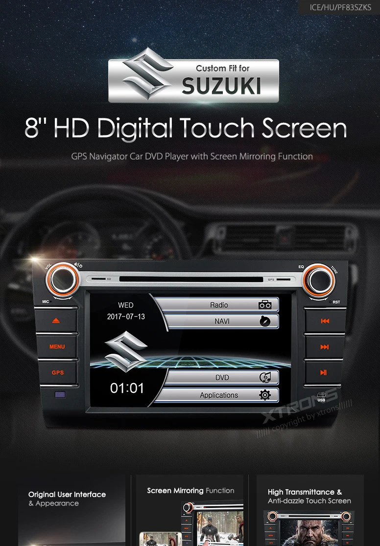 Top 8" Special Car DVD for Suzuki Swift 2004-2010 & Suzuki Dzire 2008-2010 with Suzuki Original User Interface/Appearance 1