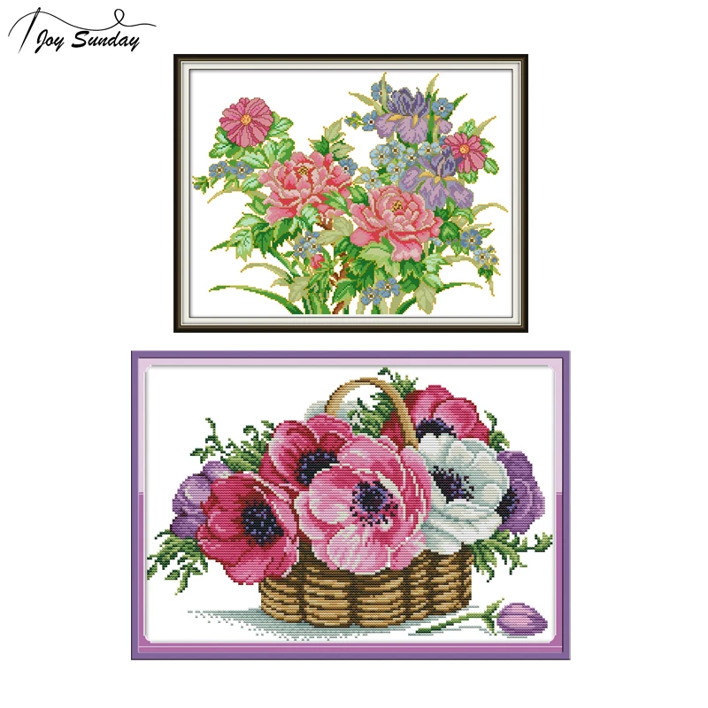 

Joy Sunday Cross Stitch Flowers 11ct 14ct Aida Fabric DMC Thread DIY Needlework Embroidery Patterns Printed on Canvas Home Decor
