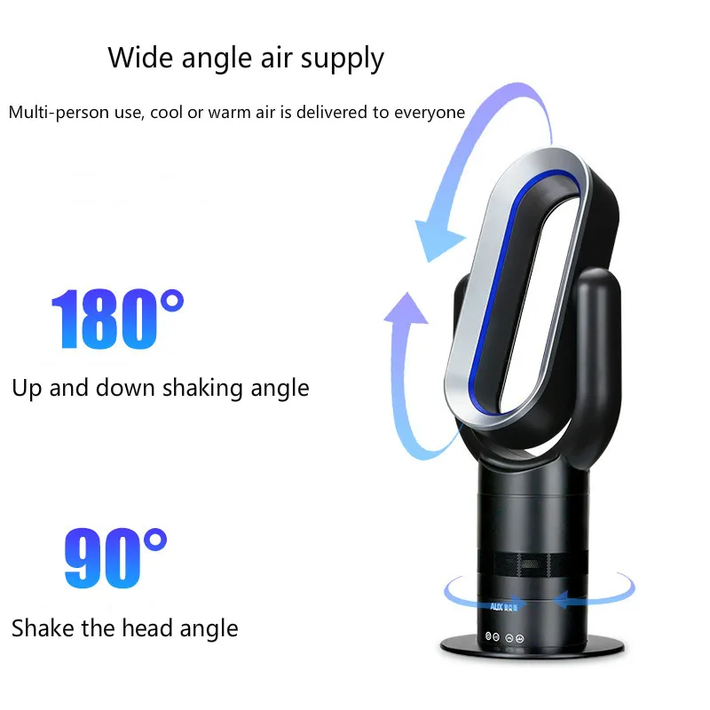 Electric Fan Bladeless Fan Desktop Blower Vertical Heater Blower Household Mute Cool and Warm Remote Control Timing 10 Speeds