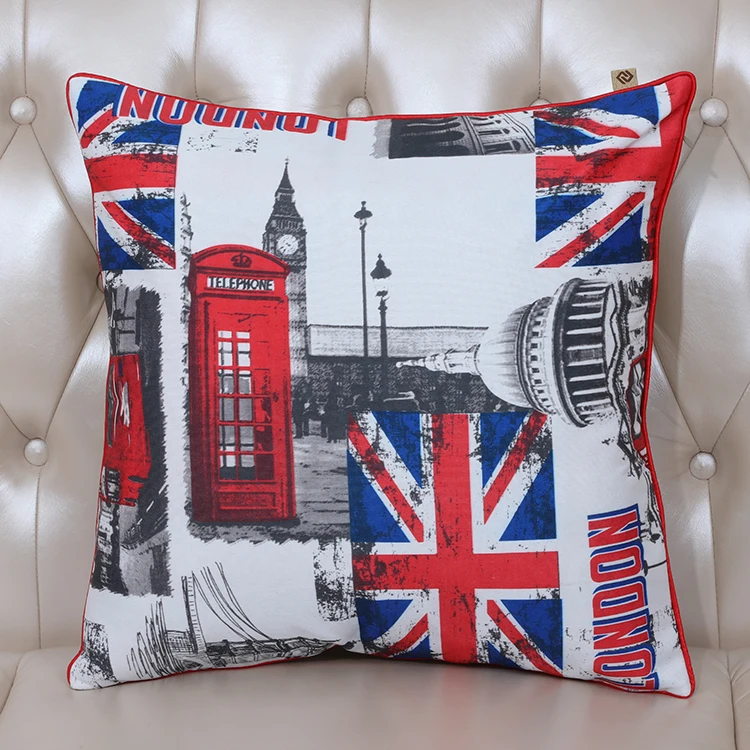 

British style Cushion Pillow Cover for Sofa Seat Chair American country Office Lumbar Back Cushion Sets Linen Pillow Case