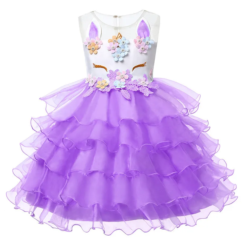 Unicorn Dress Girl Princess Dress Christmas Carnival Costume For Kids Party Dresses For Girls Cosplay Dress Children Clothing